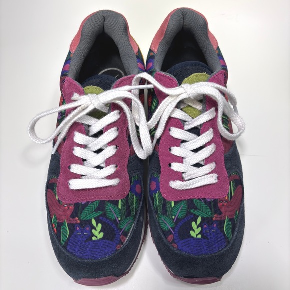Inkkas Womens Colorful Floral Cat Print Suede Canvas Sneakers Size 7 - Picture 3 of 11